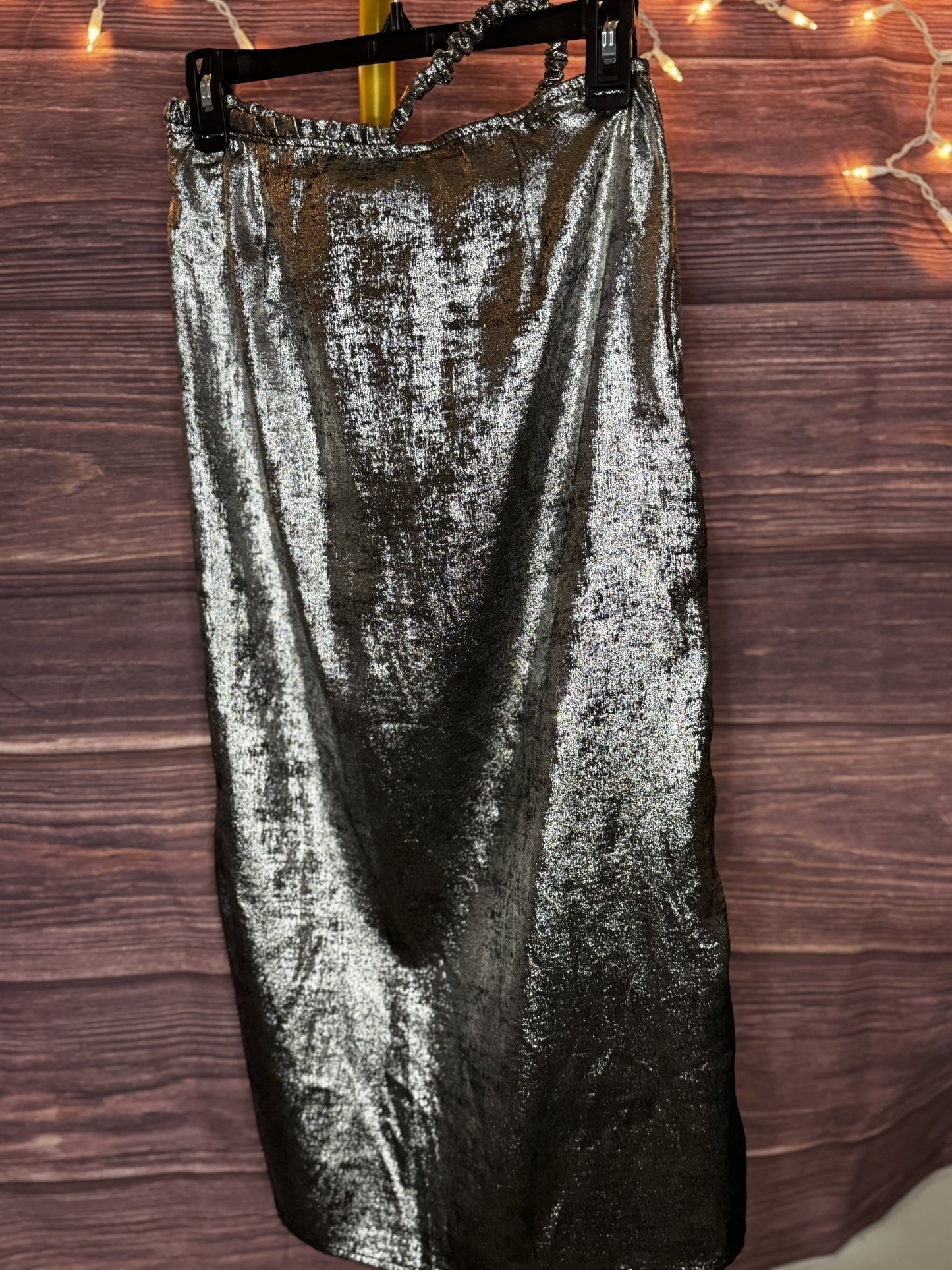 Future Collective Anani Noelle Silver Women's Size 4 Side Cut Out Midi Skirt