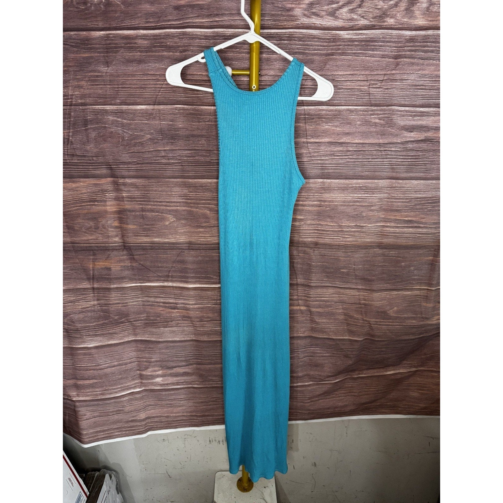 SIMON MILLER Size M Blue Mawga RIB Knit Asymmetrical Tank Dress