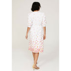 ARIAS New York White Floral Gathered Midi Dress Size 6