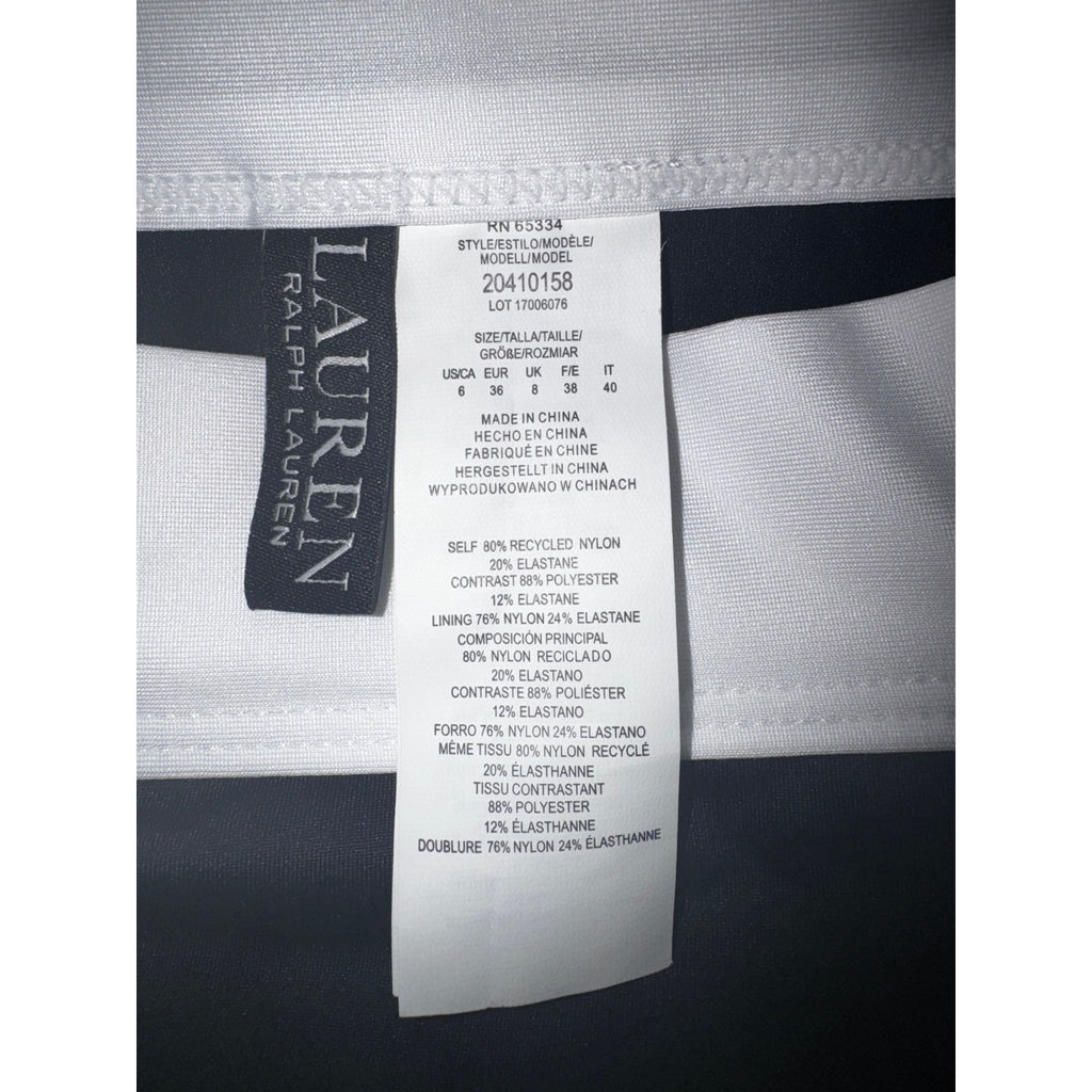 Lauren by Ralph Lauren Size 6 Black Bel Air Banded High-Waisted Swim Bottom