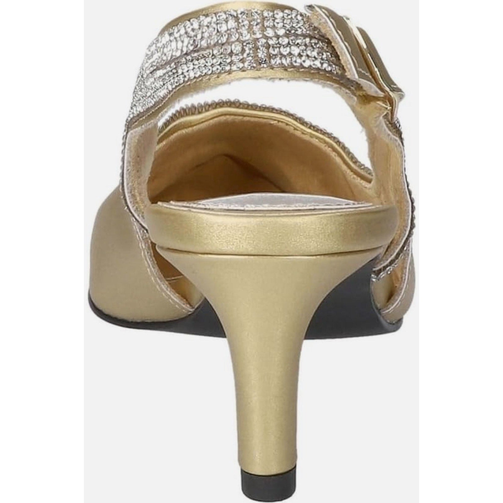 Easy Street Alive 5 Gold Size 7.5W Jeweled Slingback Pump Ballroom Dance Heels