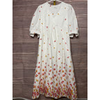 ARIAS New York White Floral Gathered Midi Dress Size 6