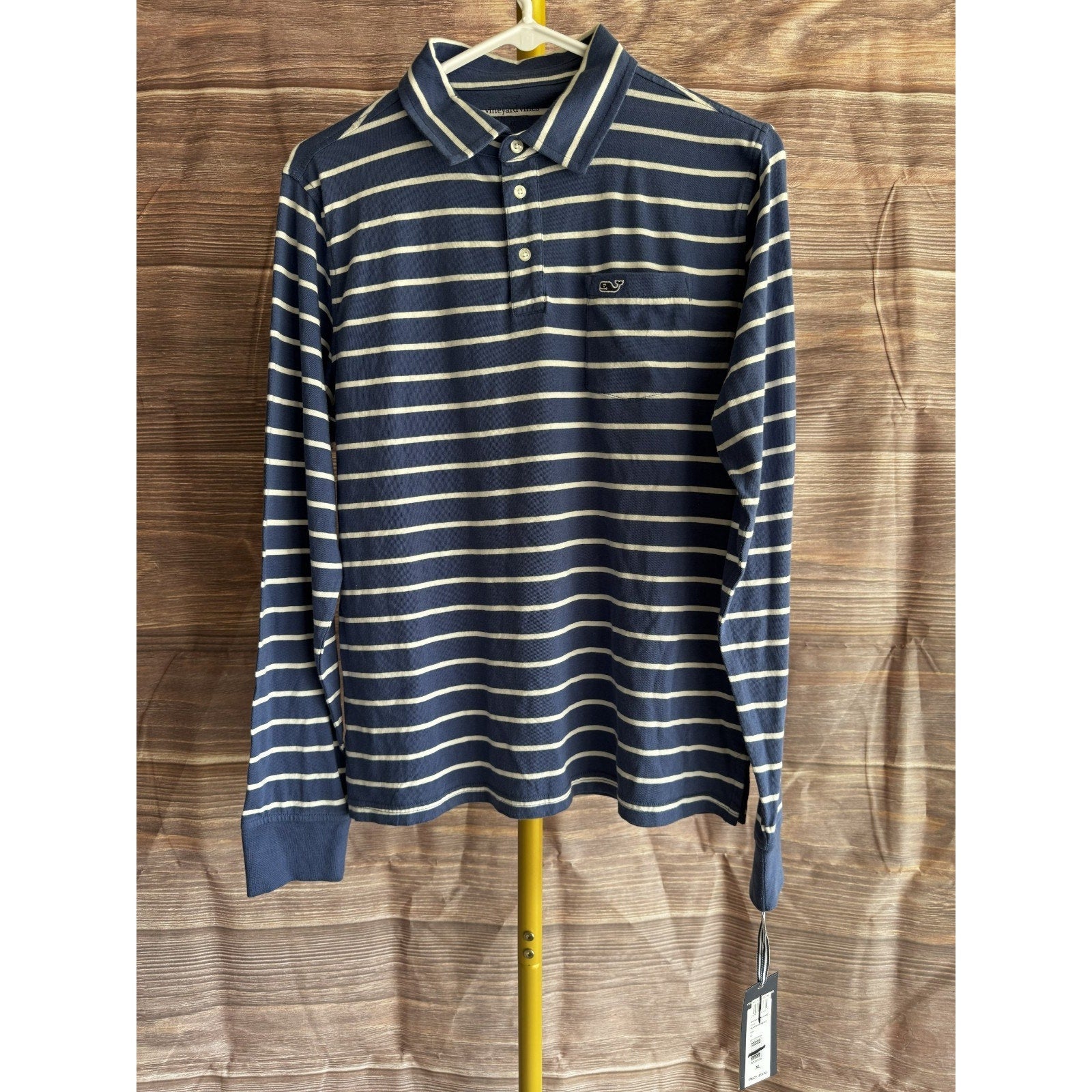 Vineyard Vines Boys' Size XL (18) Striped Surf Long-Sleeve Polo Shirt
