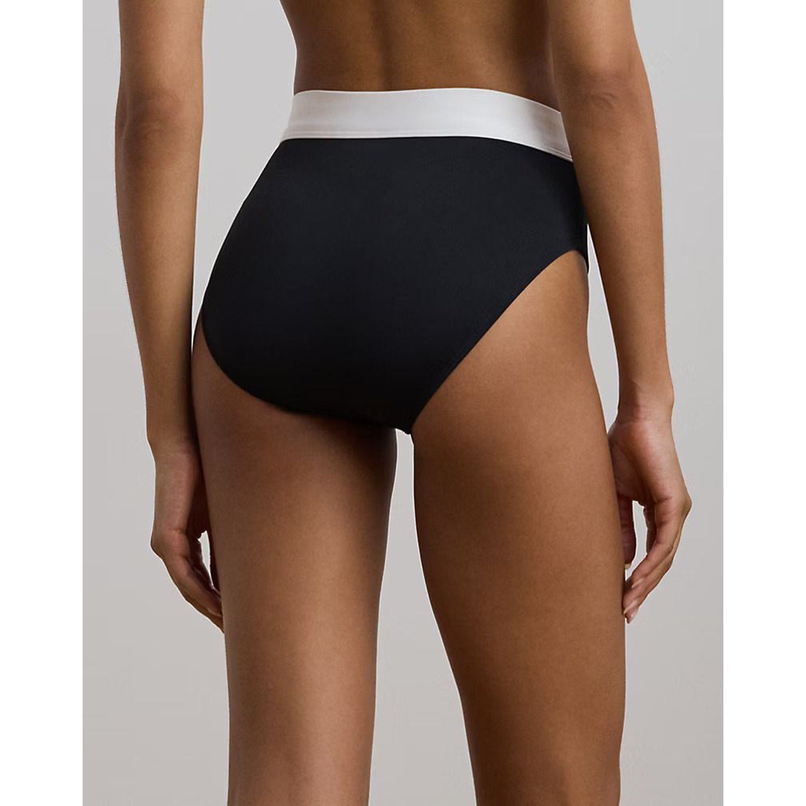 Lauren by Ralph Lauren Size 6 Black Bel Air Banded High-Waisted Swim Bottom