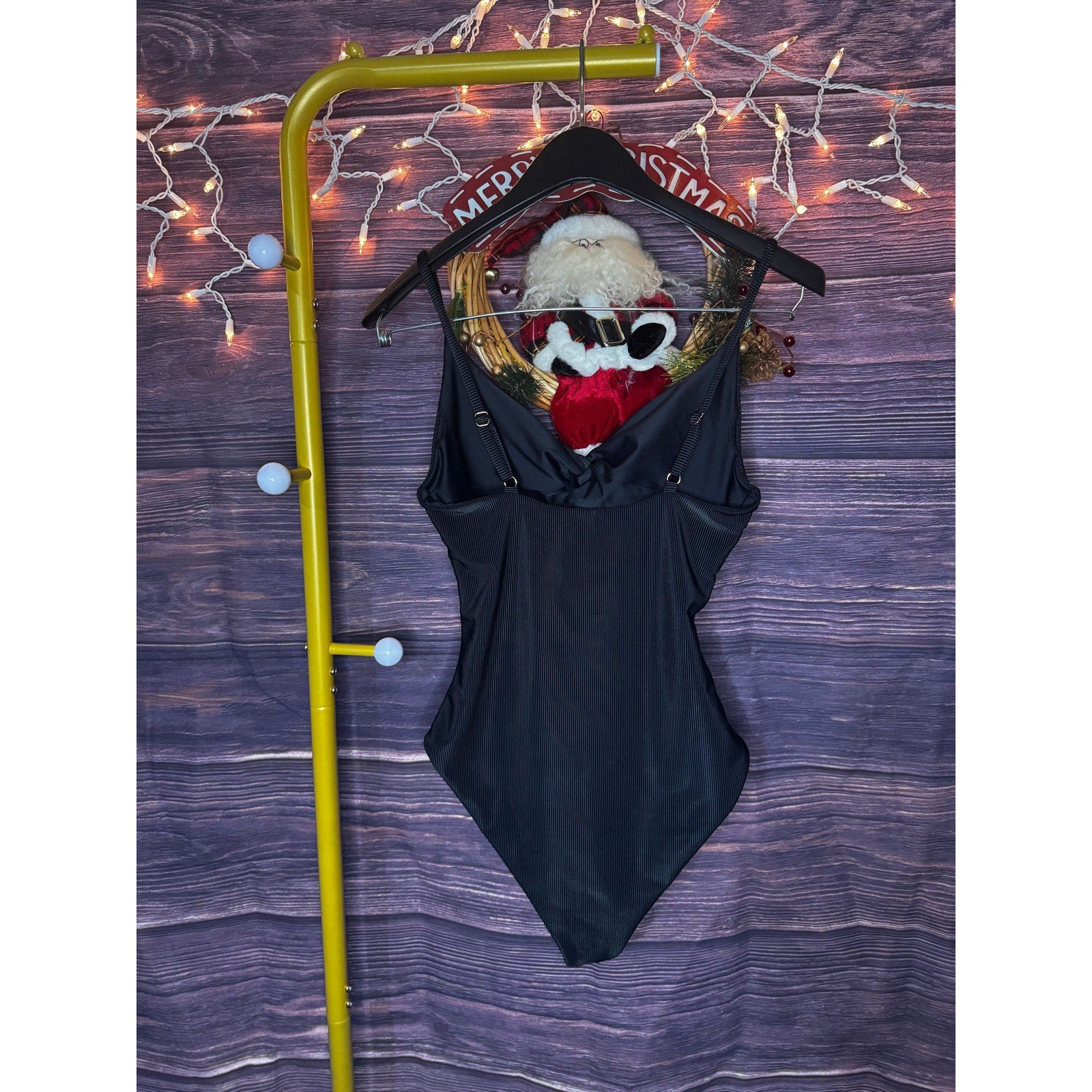 Beach Riot Size L Annalisa Black Textured One-Piece Swimsuit