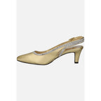Easy Street Alive 5 Gold Size 7.5W Jeweled Slingback Pump Ballroom Dance Heels