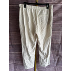 Theory Treeca Pull-On Crop Trousers Size 10 in Admiral Crepe Off-White