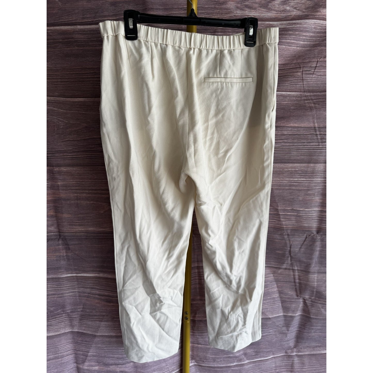 Theory Treeca Pull-On Crop Trousers Size 10 in Admiral Crepe Off-White