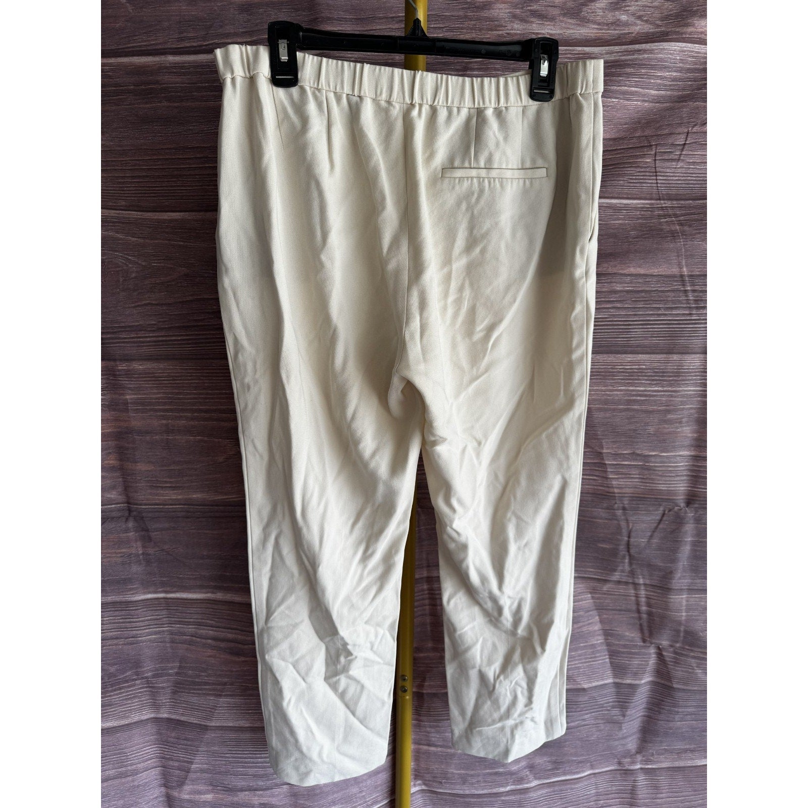 Theory Treeca Pull-On Crop Trousers Size 10 in Admiral Crepe Off-White