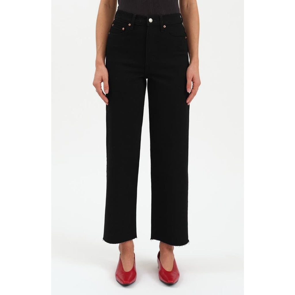 DAZE Size 25 Pleaser All Nighter (Black) High Waist Raw Hem Crop Jeans