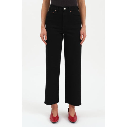DAZE Size 25 Pleaser All Nighter (Black) High Waist Raw Hem Crop Jeans