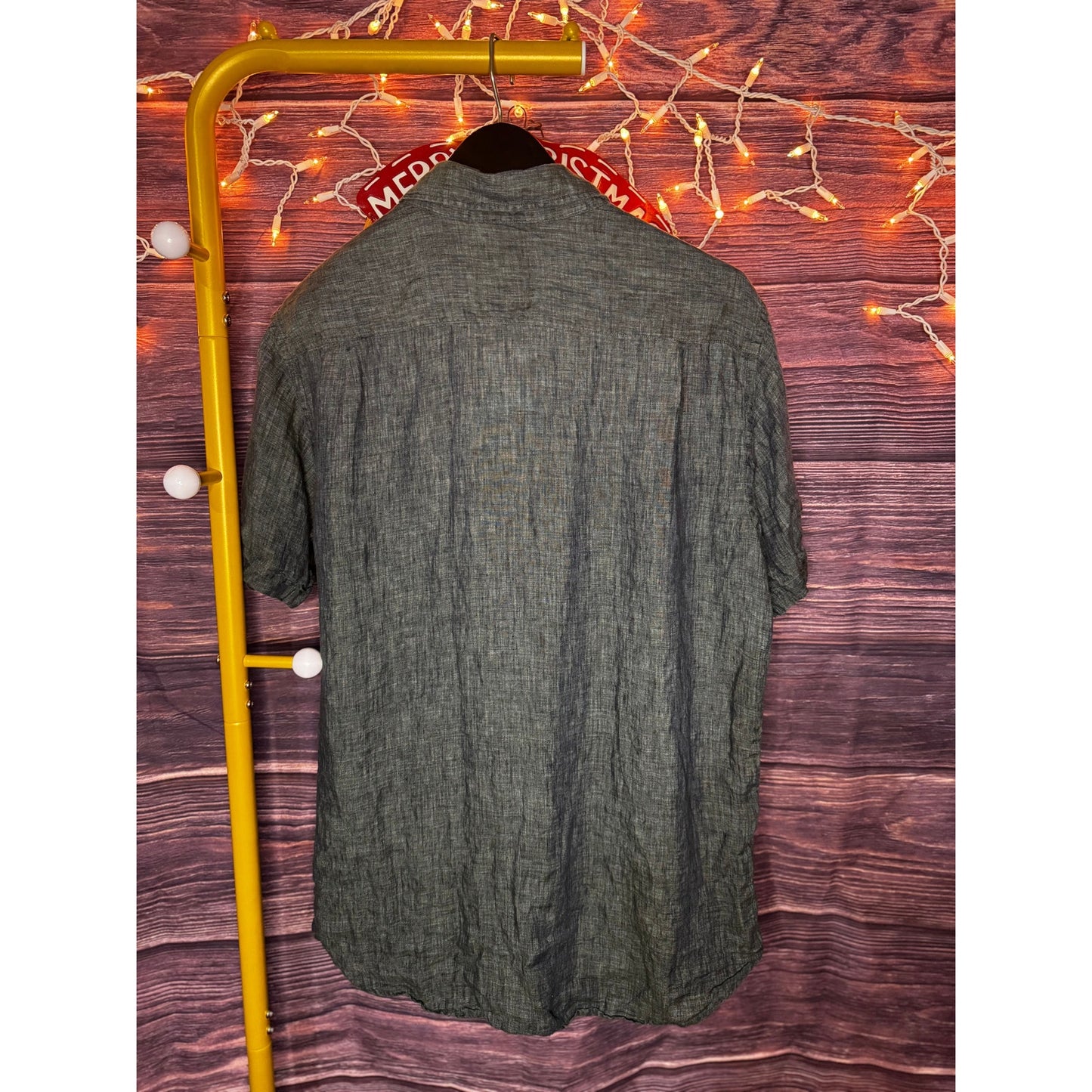 Rodd & Gunn Size L Palm Beach 100% Linen Ash Gray Sport Fit Button Up Shirt