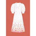 ARIAS New York White Floral Gathered Midi Dress Size 6
