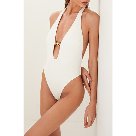 ViX by Paula Hermanny Size L Off White Firenze Kori Cutout One-Piece Swimsuit