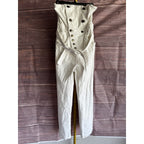 Marissa Webb Size 8 Strapless Denim Jumpsuit White w/ Copper Buttons