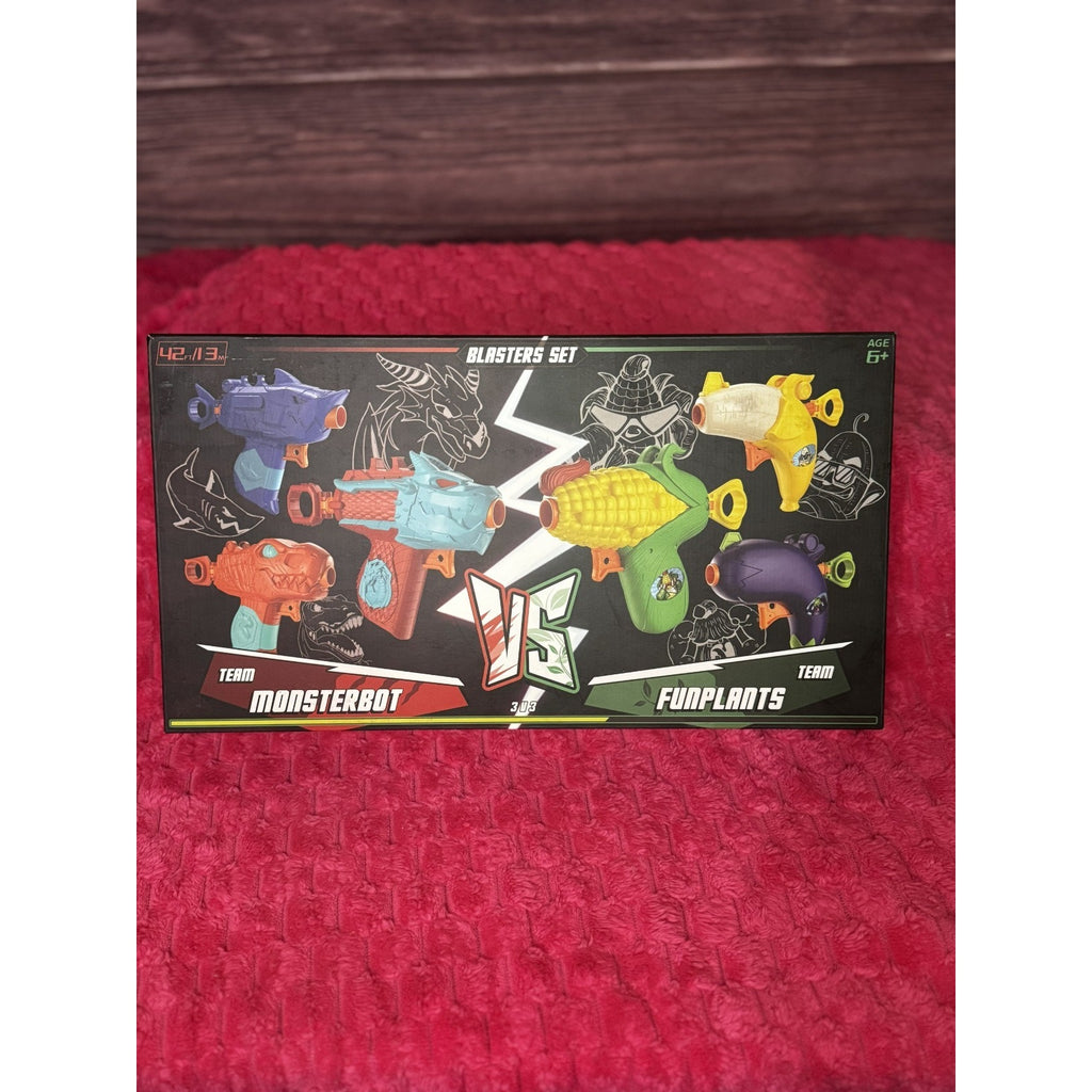 Team Monsterbot VS Team Funplants Foam-Dart Blaster Set (6 Guns 20 Darts)
