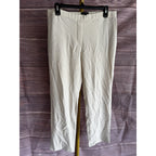 Theory Treeca Pull-On Crop Trousers Size 10 in Admiral Crepe Off-White