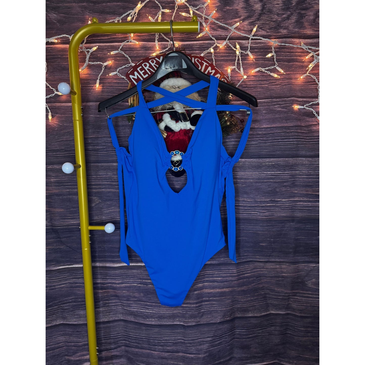 BECCA Size L Blue Marble Canyon Ring One-Piece Swimsuit