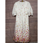ARIAS New York White Floral Gathered Midi Dress Size 6