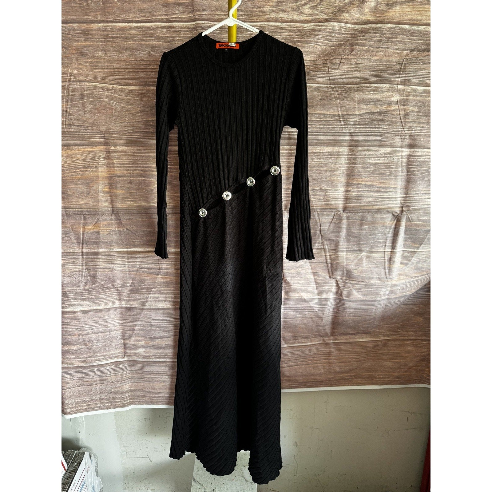 SIMON MILLER Black Simm Size M Knit Maxi Sweater Dress