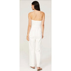 Marissa Webb Size 8 Strapless Denim Jumpsuit White w/ Copper Buttons