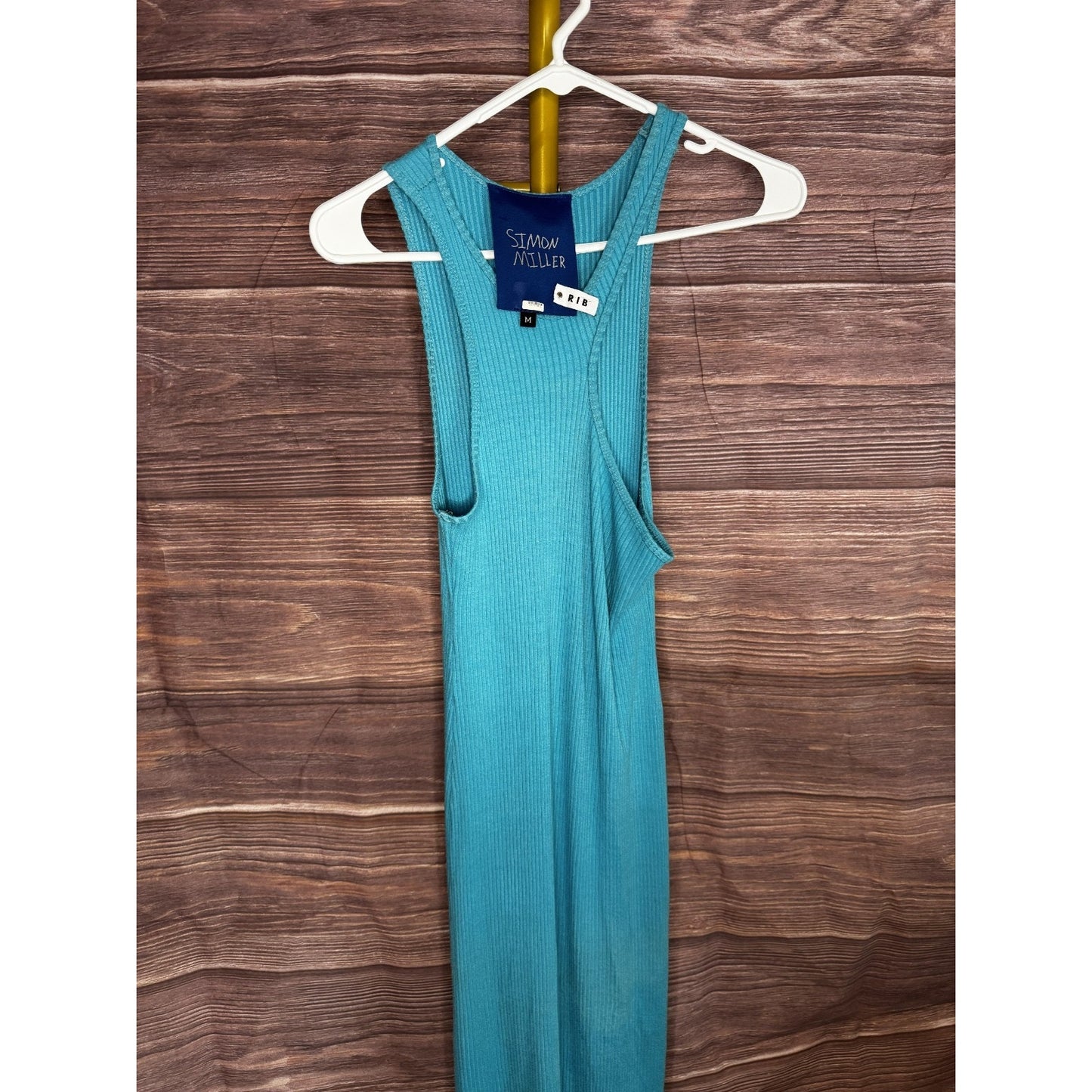 SIMON MILLER Size M Blue Mawga RIB Knit Asymmetrical Tank Dress