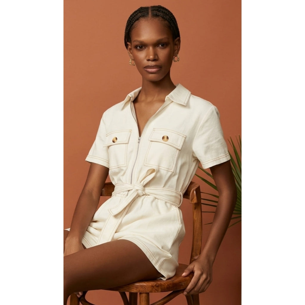 Peter Som Size 6 White Wash Denim Romper