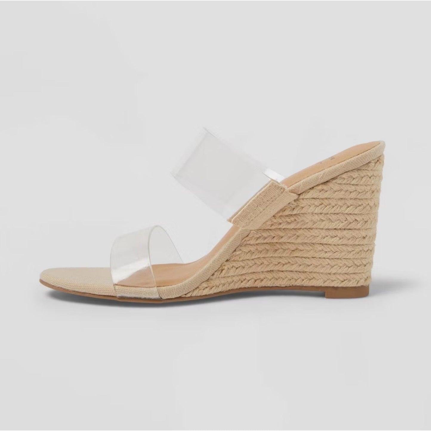 A New Day Ansel Espadrille Clear Double Strap Wedge Heel Sandals w/ Memory Foam
