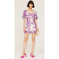 Slate & Willow Size XS Purple Swirl Mini Dress w/ Puff Sleeves