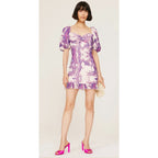 Slate & Willow Size XS Purple Swirl Mini Dress w/ Puff Sleeves