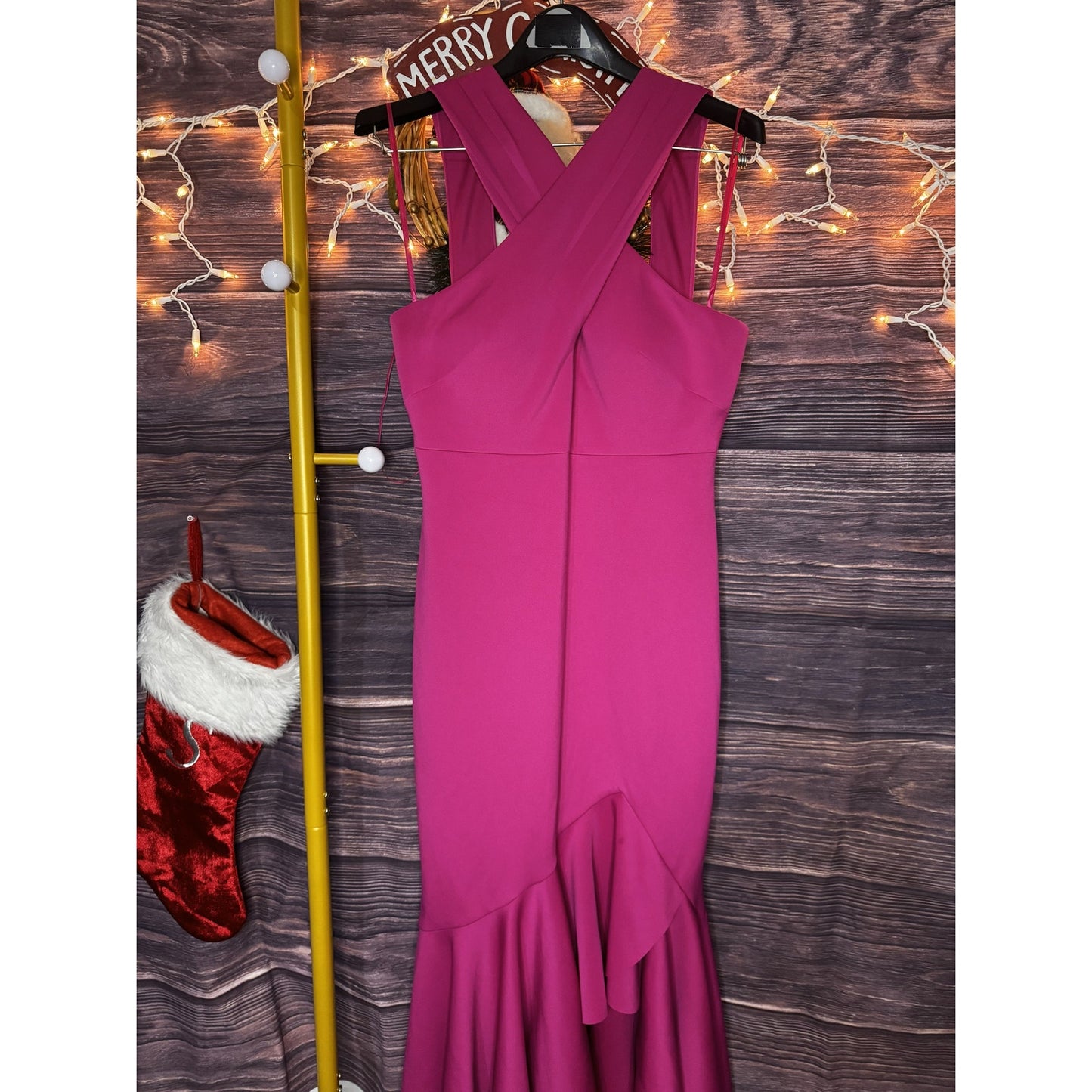Eliza J Size 10 Pink Cross Neck High-Low Evening Dress