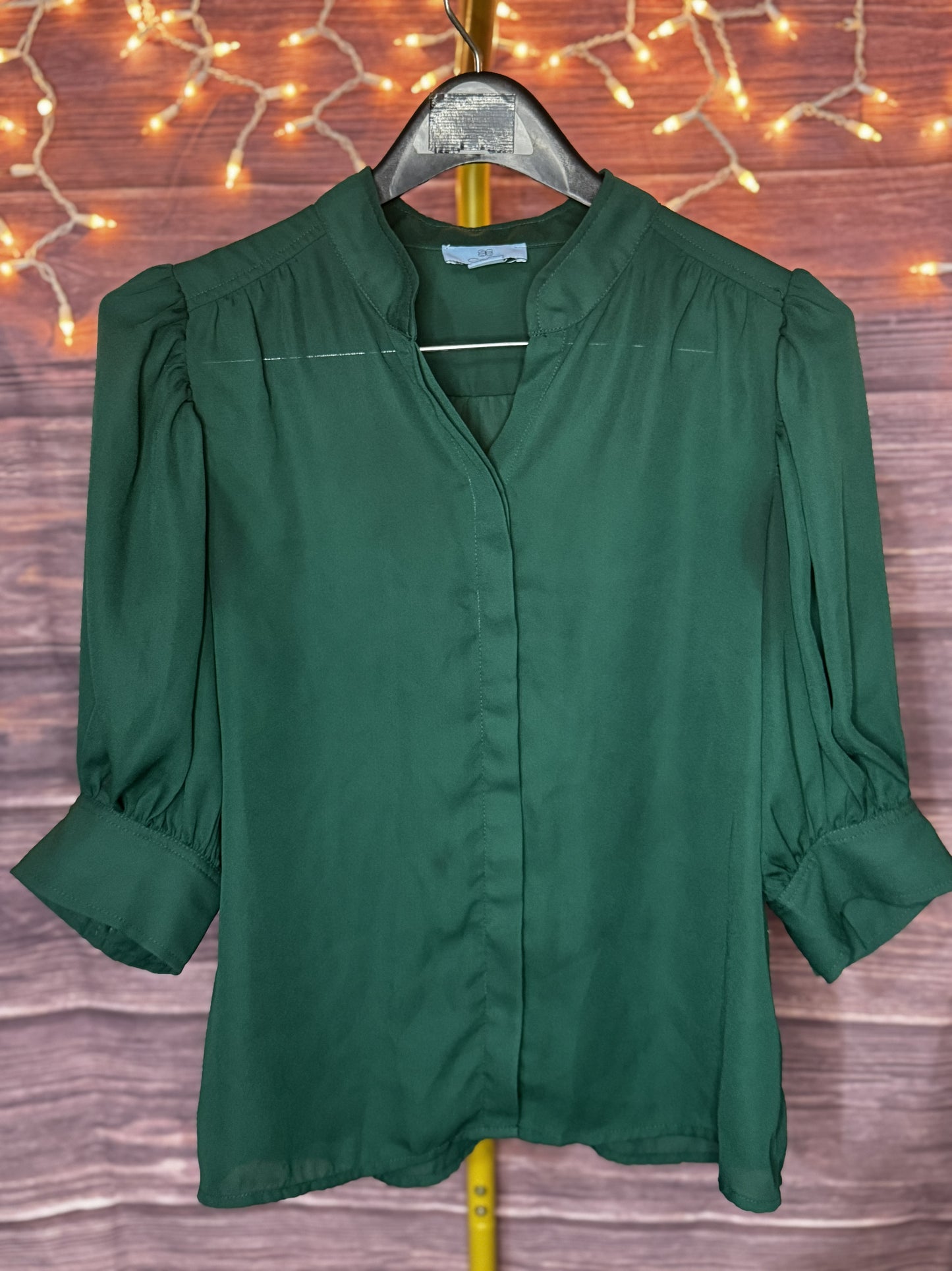 CeCe Women's Size S 3/4-Sleeve Collared Button-Down Top