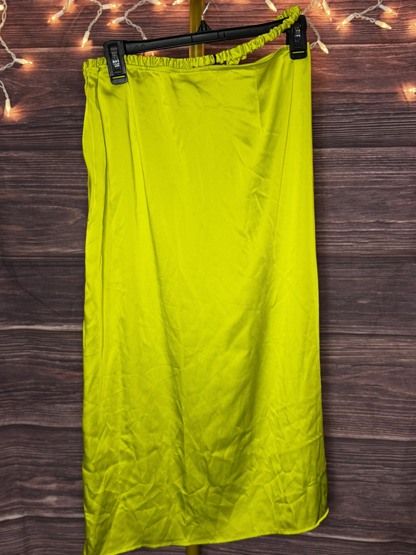 Future Collective Anani Noelle Neon Green Women's Size 10 Side Cut Out Midi Skirt