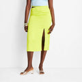 Future Collective Anani Noelle Neon Green Women's Size 10 Side Cut Out Midi Skirt