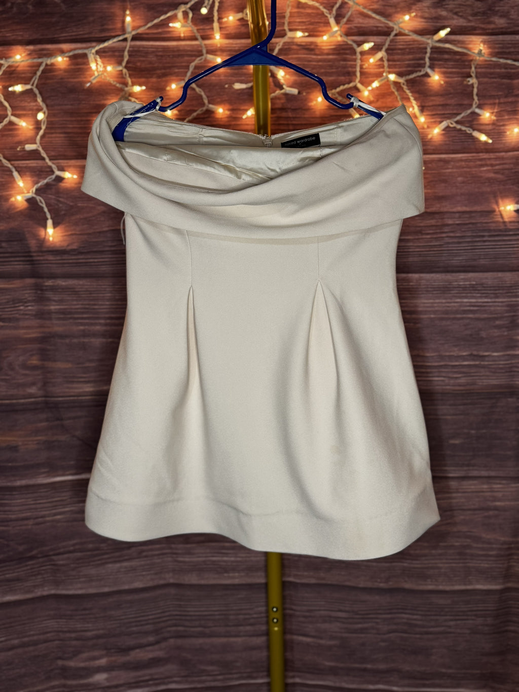 Naked Wardrobe Size M Cream Suiting Strapless Mini Dress