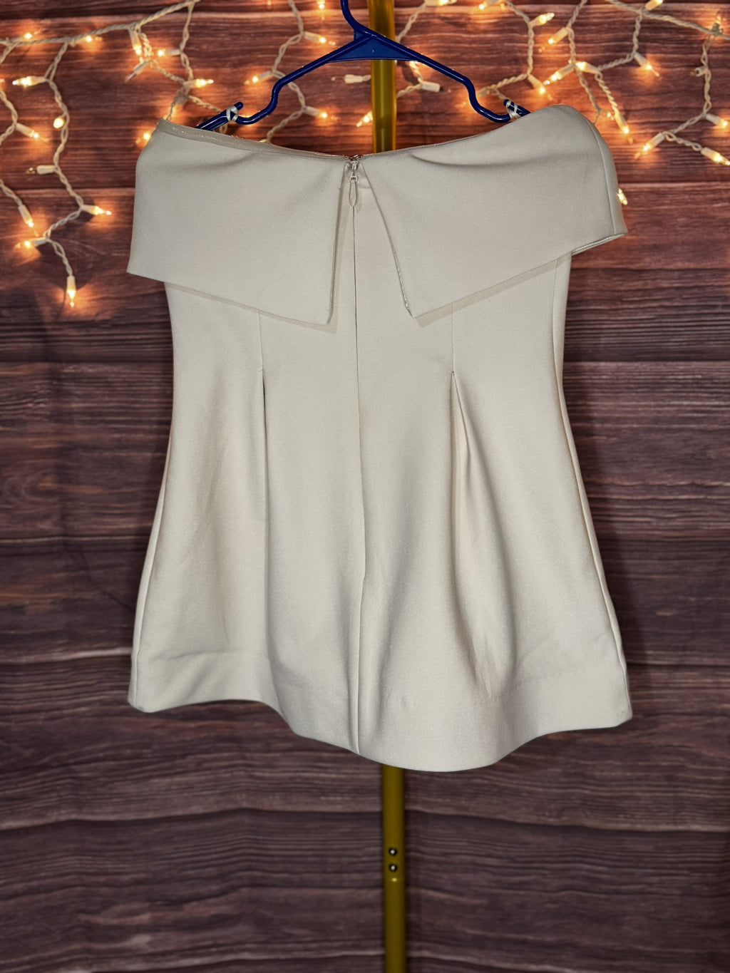 Naked Wardrobe Size M Cream Suiting Strapless Mini Dress