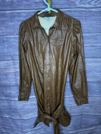 Peter Som Size 4 Brown Faux Leather Shirtdress
