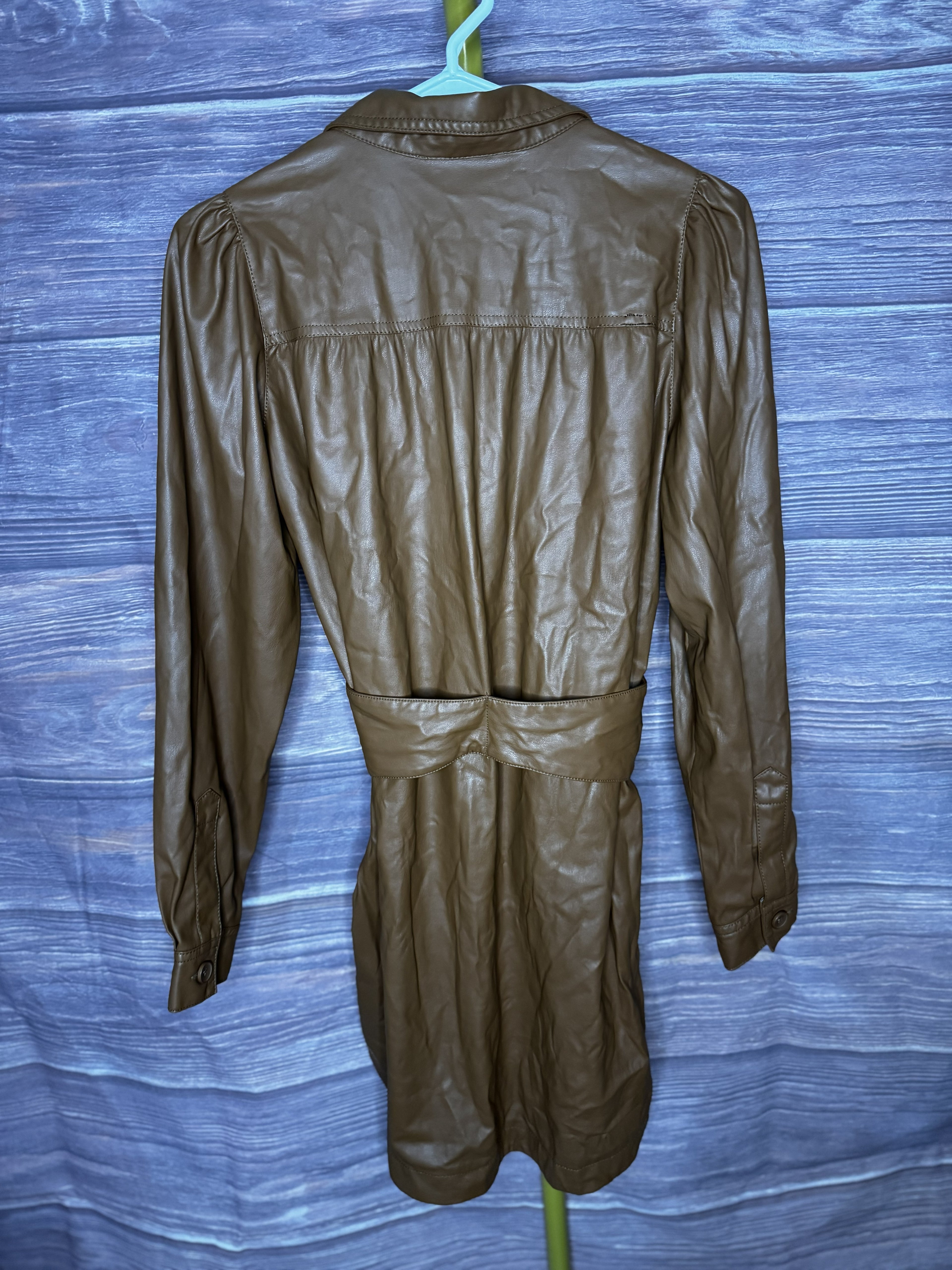 Peter Som Size 4 Brown Faux Leather Shirtdress