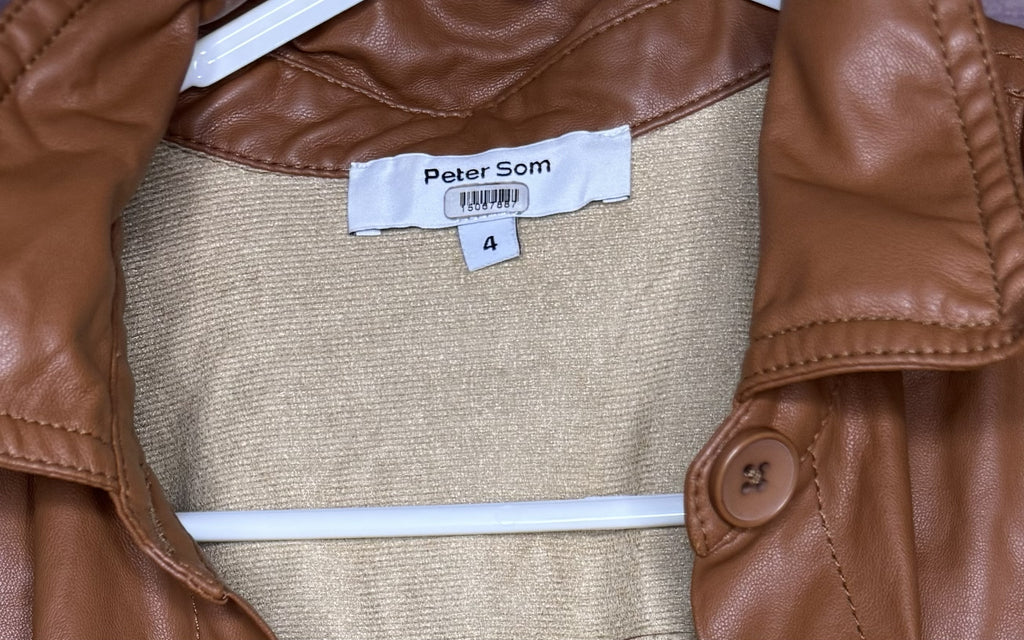Peter Som Size 4 Brown Faux Leather Shirtdress