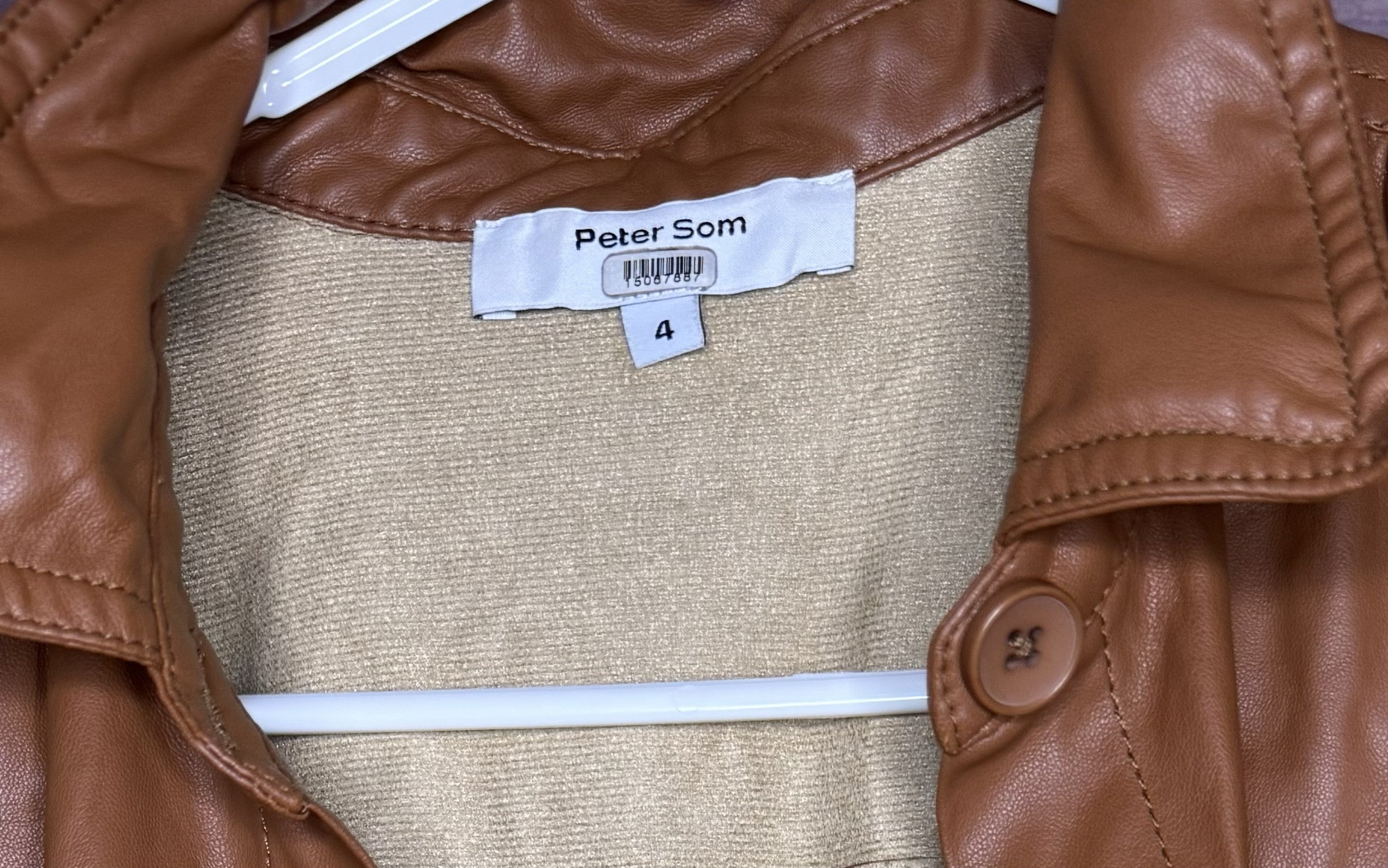Peter Som Size 4 Brown Faux Leather Shirtdress