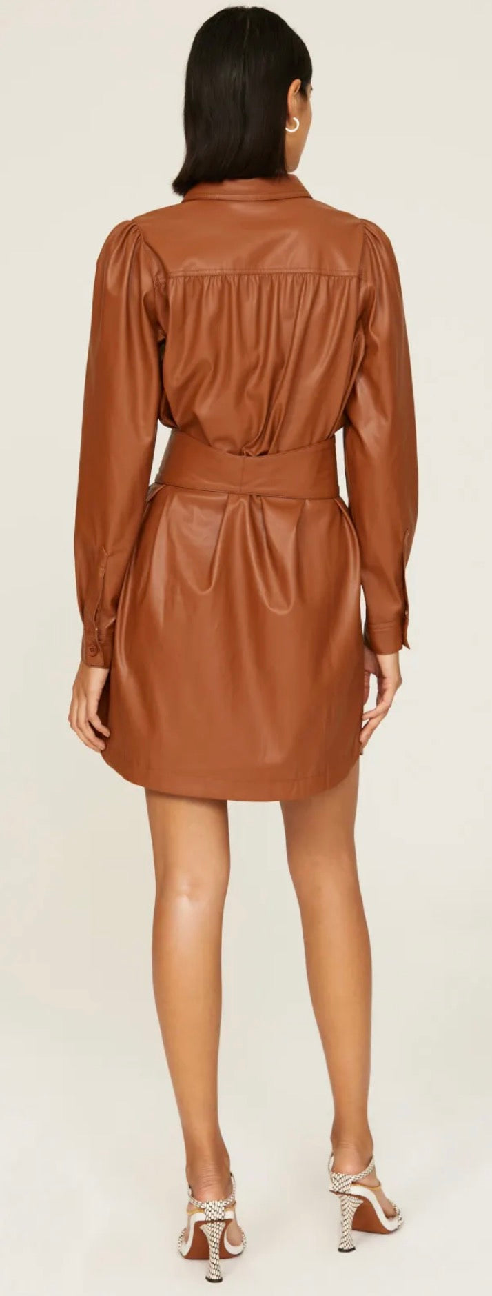 Peter Som Size 4 Brown Faux Leather Shirtdress