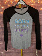 Star Wars Born To Be A Rebel Girl's Size L Long Sleeve Raglan T-Shirt