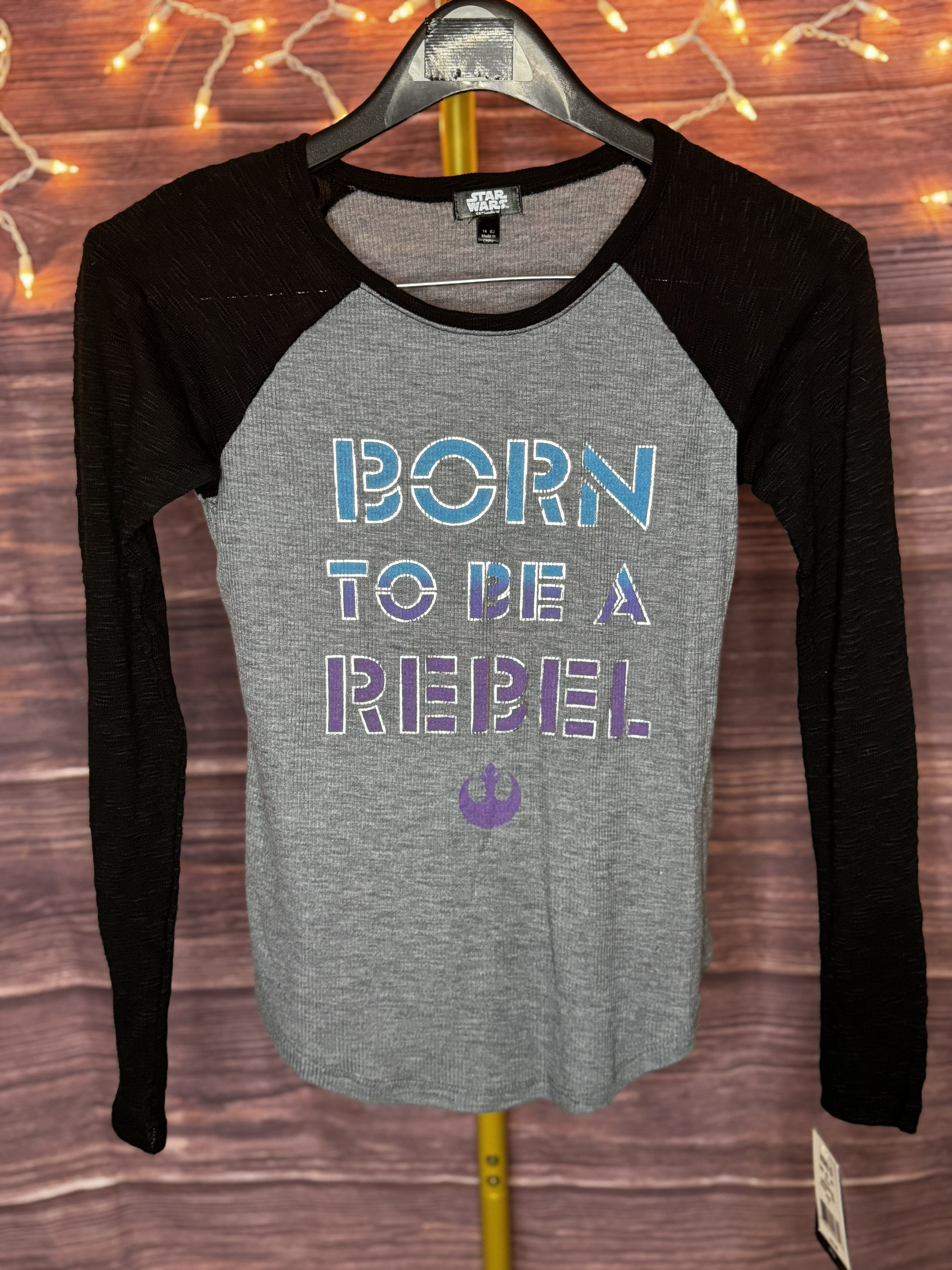 Star Wars Born To Be A Rebel Girl's Size L Long Sleeve Raglan T-Shirt