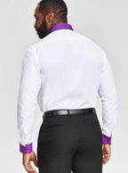 Tayion by Montee Holland Men's Slim-Fit White & Purple Dress Shirt