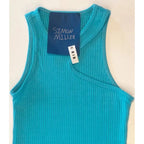 SIMON MILLER Size M Blue Mawga RIB Knit Asymmetrical Tank Dress