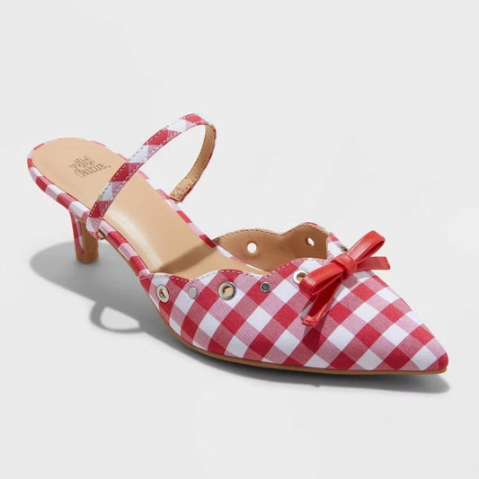 Wild Fable Women's Lysandra Gingham Eyelet Kitten Heels w/ Memory Foam