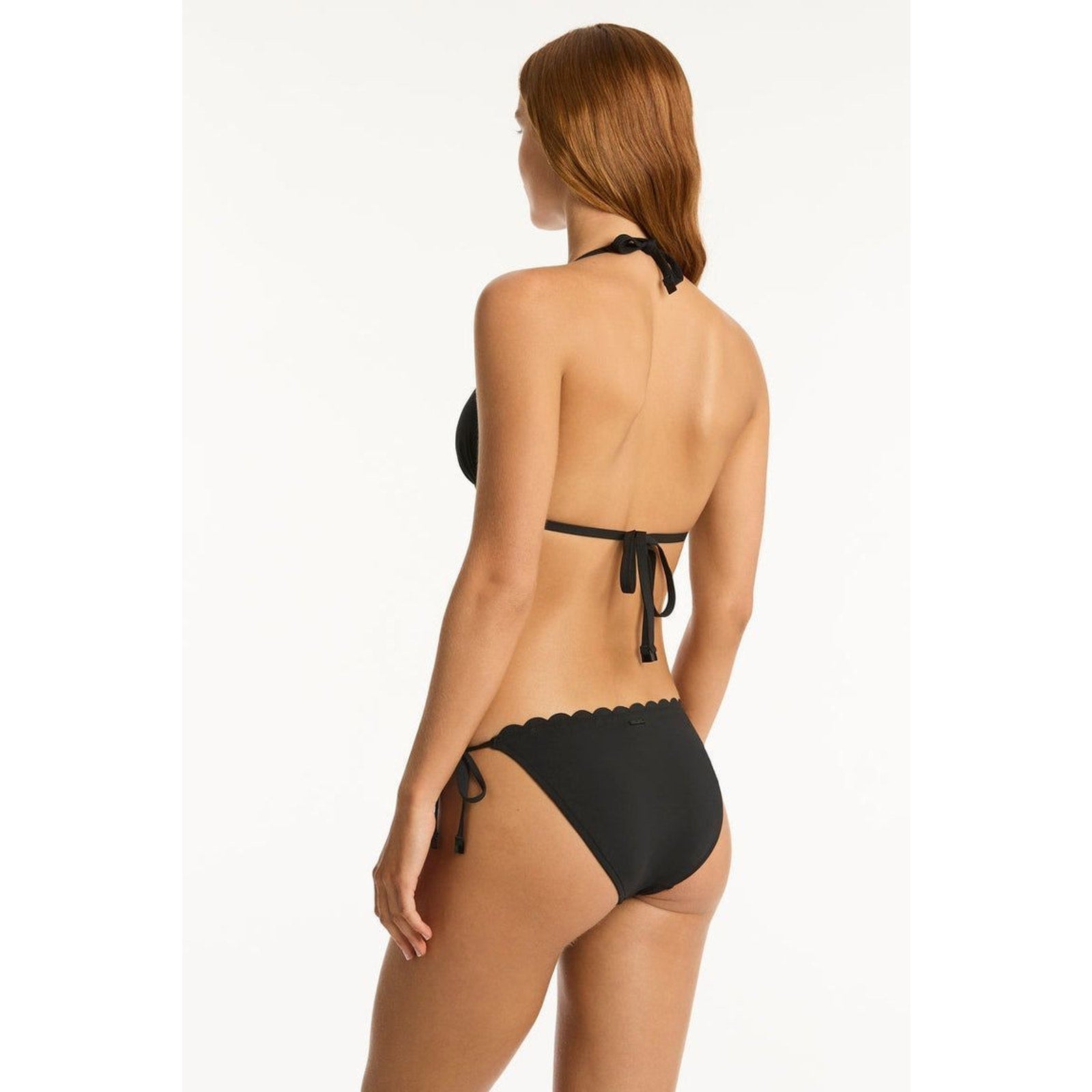 Sea Level Size 8 Black Scalloped Side Tie Bikini Bottom
