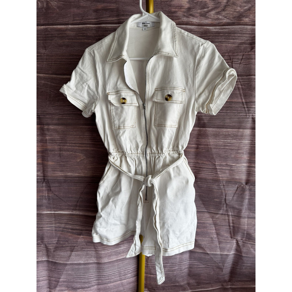 Peter Som Size 6 White Wash Denim Romper