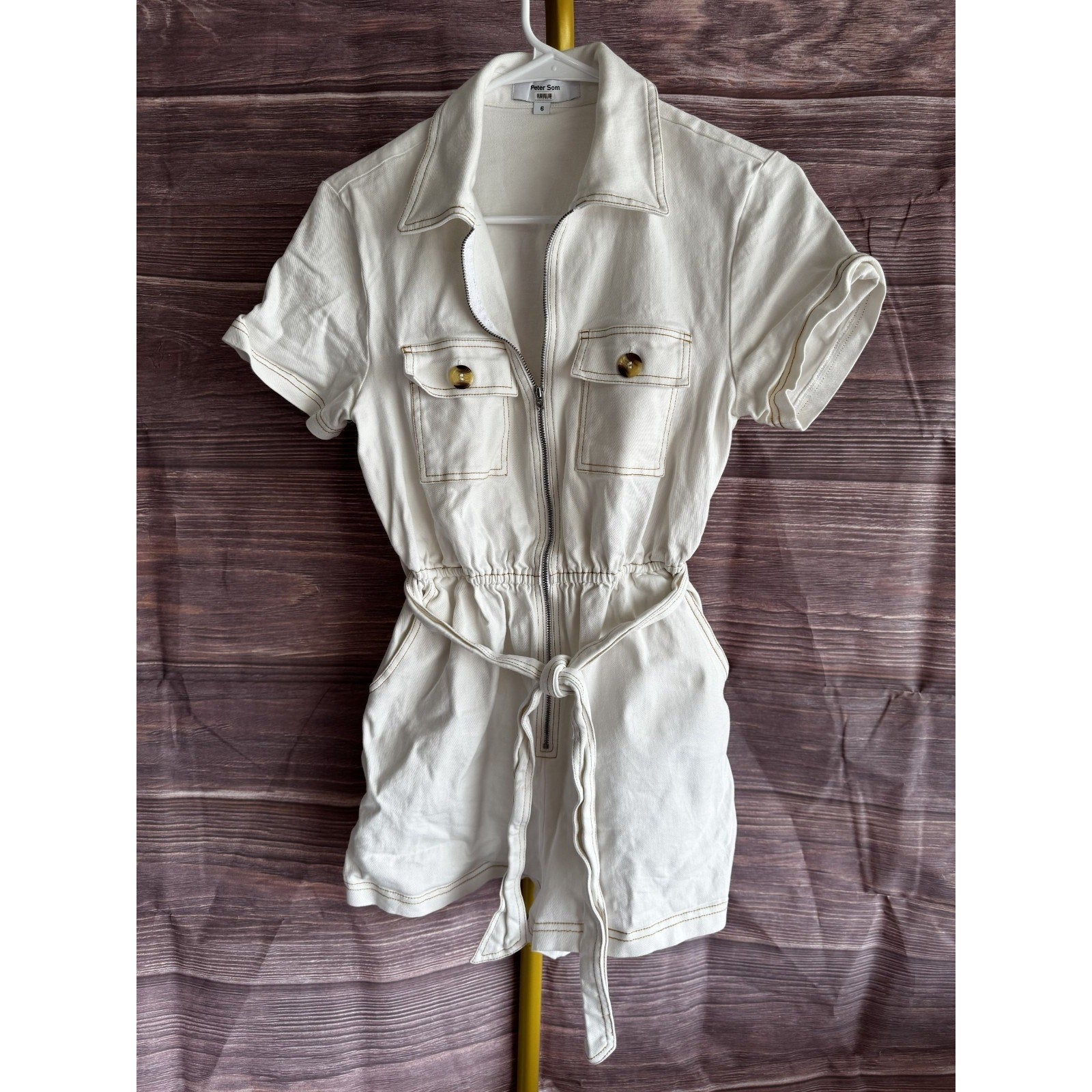 Peter Som Size 6 White Wash Denim Romper