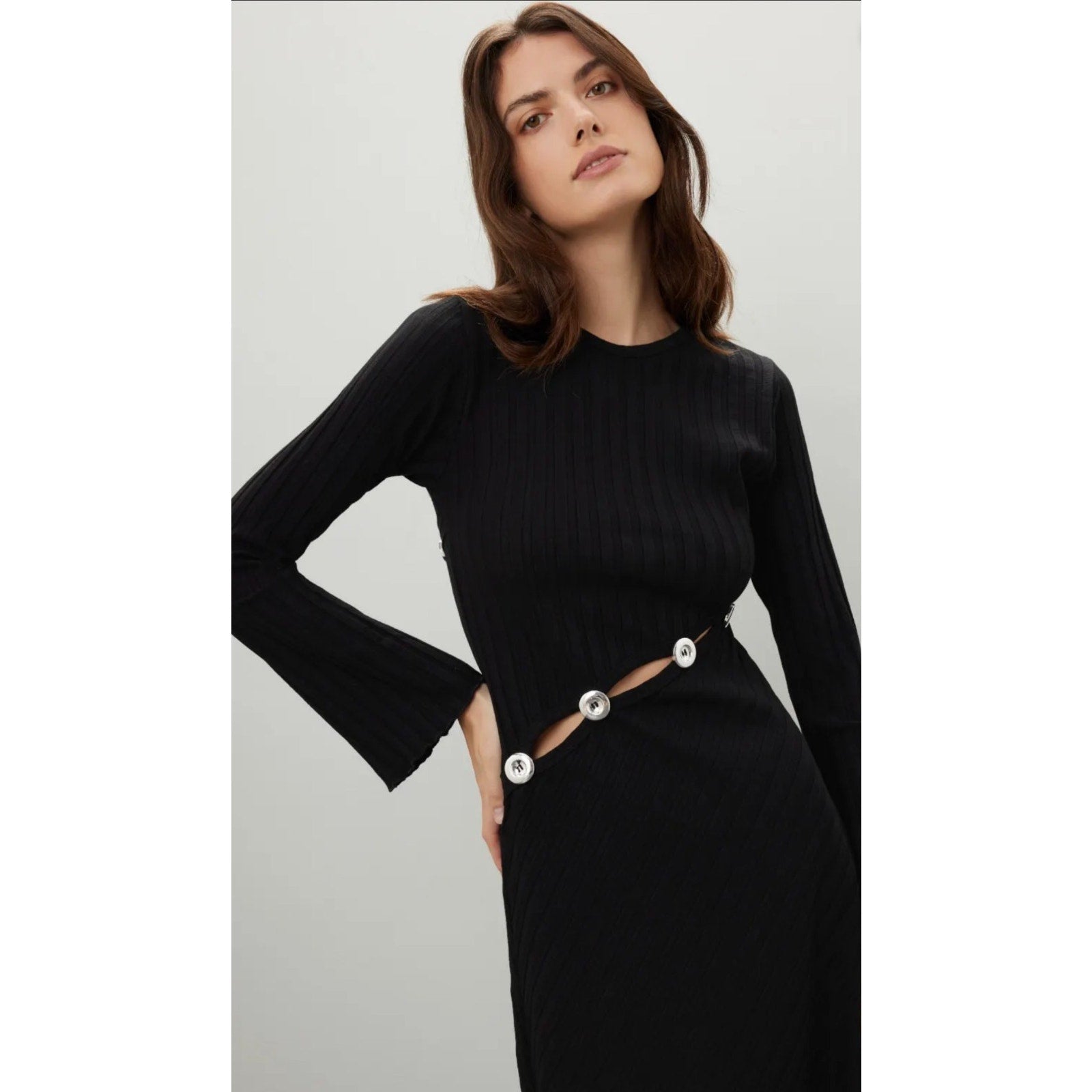 SIMON MILLER Black Simm Size M Knit Maxi Sweater Dress
